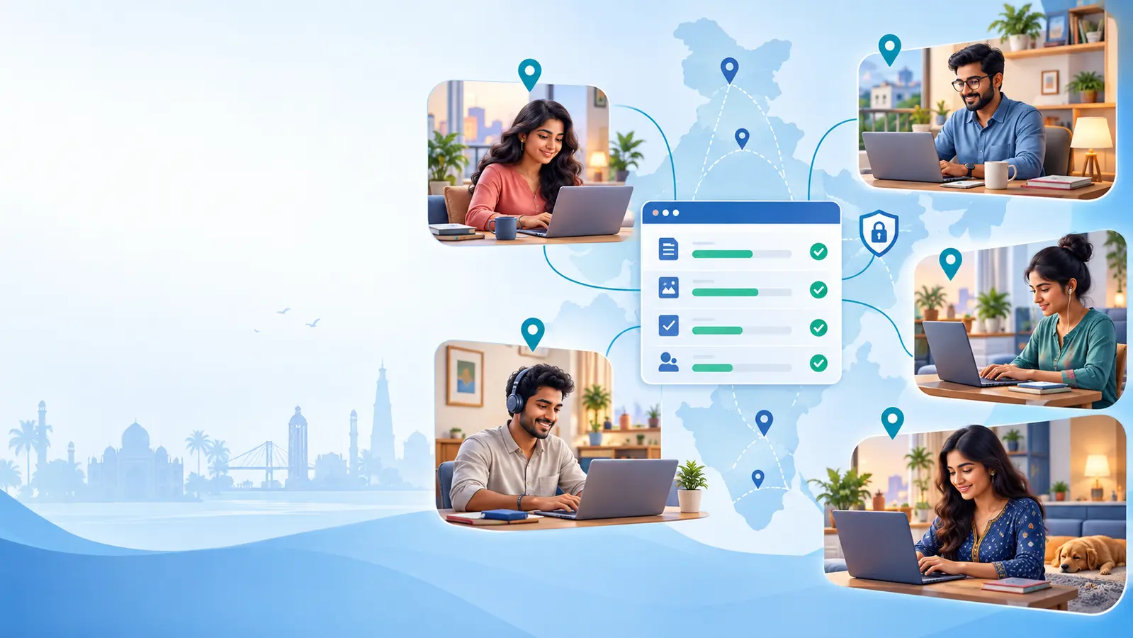 Illustration of remote digital work for applicants in Agra